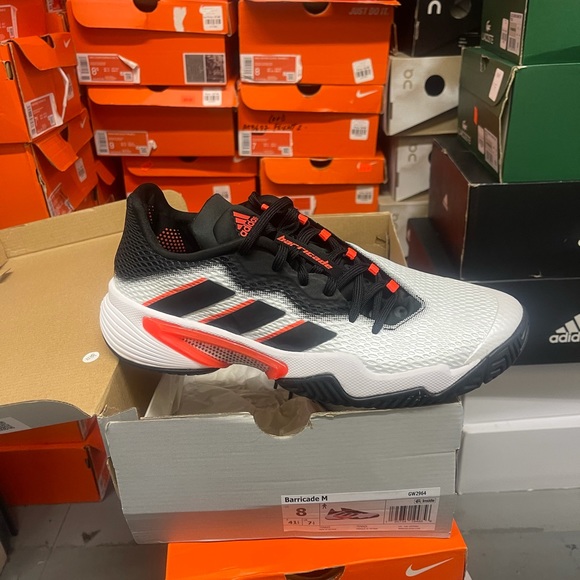- Adidas tennis shose barricade for men size 7.5 color black white ted - Picture 5 of 7